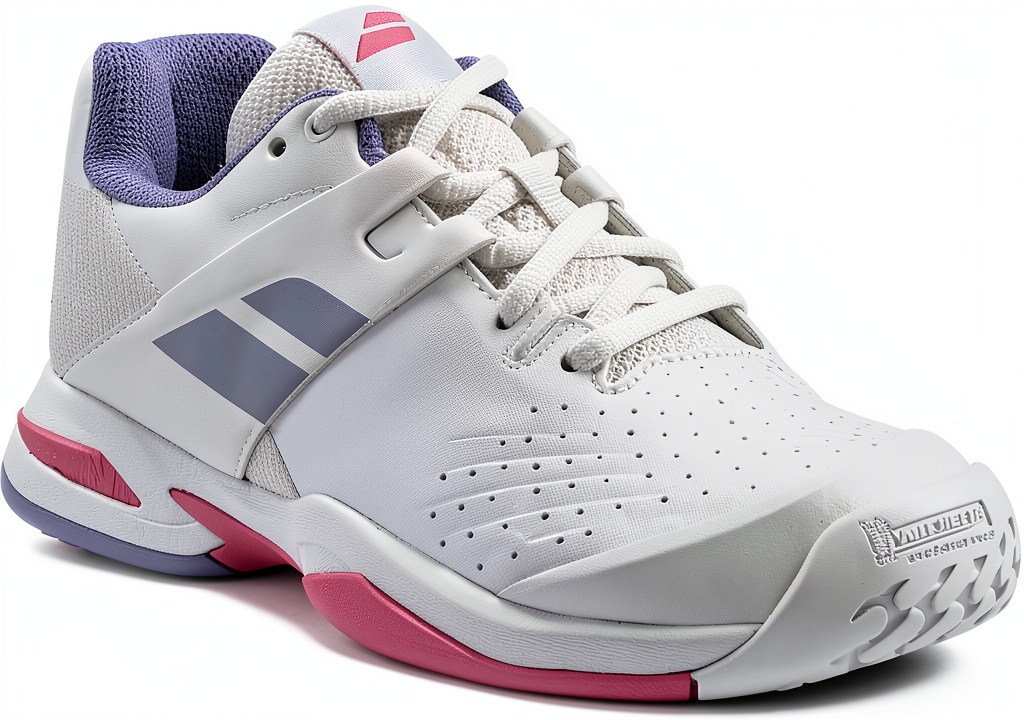 Young girl playing tennis wearing Babolat Propulse All Court shoes on a clay court