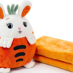 Kids Plush Toy & Blanket Set Soft Plush Fruit Pattern-0