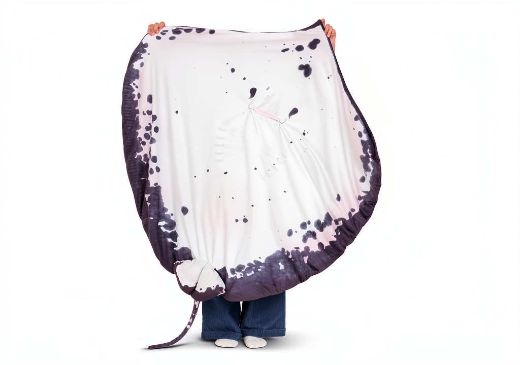 Child snuggling with manta ray blanket on a couch