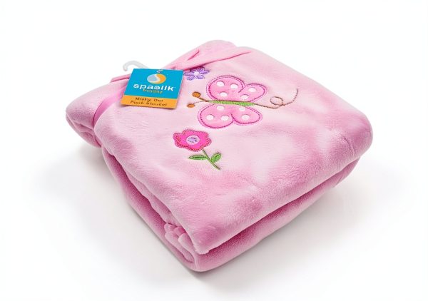Spasilk Baby Plush Blanket Pink Butterfly 30x40-2