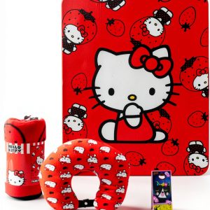 Hello Kitty Travel Blanket Sanrio Kids Plush Toy Pillow Set-0