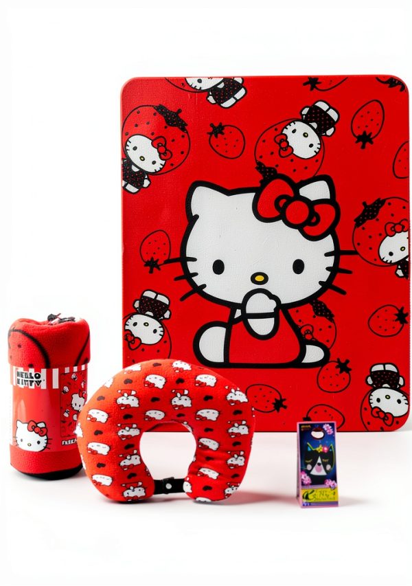 Hello Kitty Travel Blanket Sanrio Kids Plush Toy Pillow Set-0